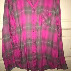 Pink and gray plaid shirt